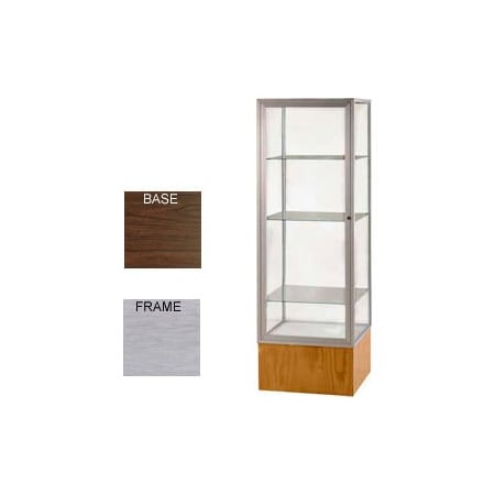 Waddell Display Case Of Ghent Keepsake Display Case Walnut Vinyl Base, Satin Frame, Mirror Back 24"W x 72"H 4024MB-SN-WV